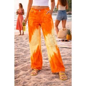 Sunset Dreams No Waistband Non Stretch Jeans Orange Jrs 9 = Womens 10